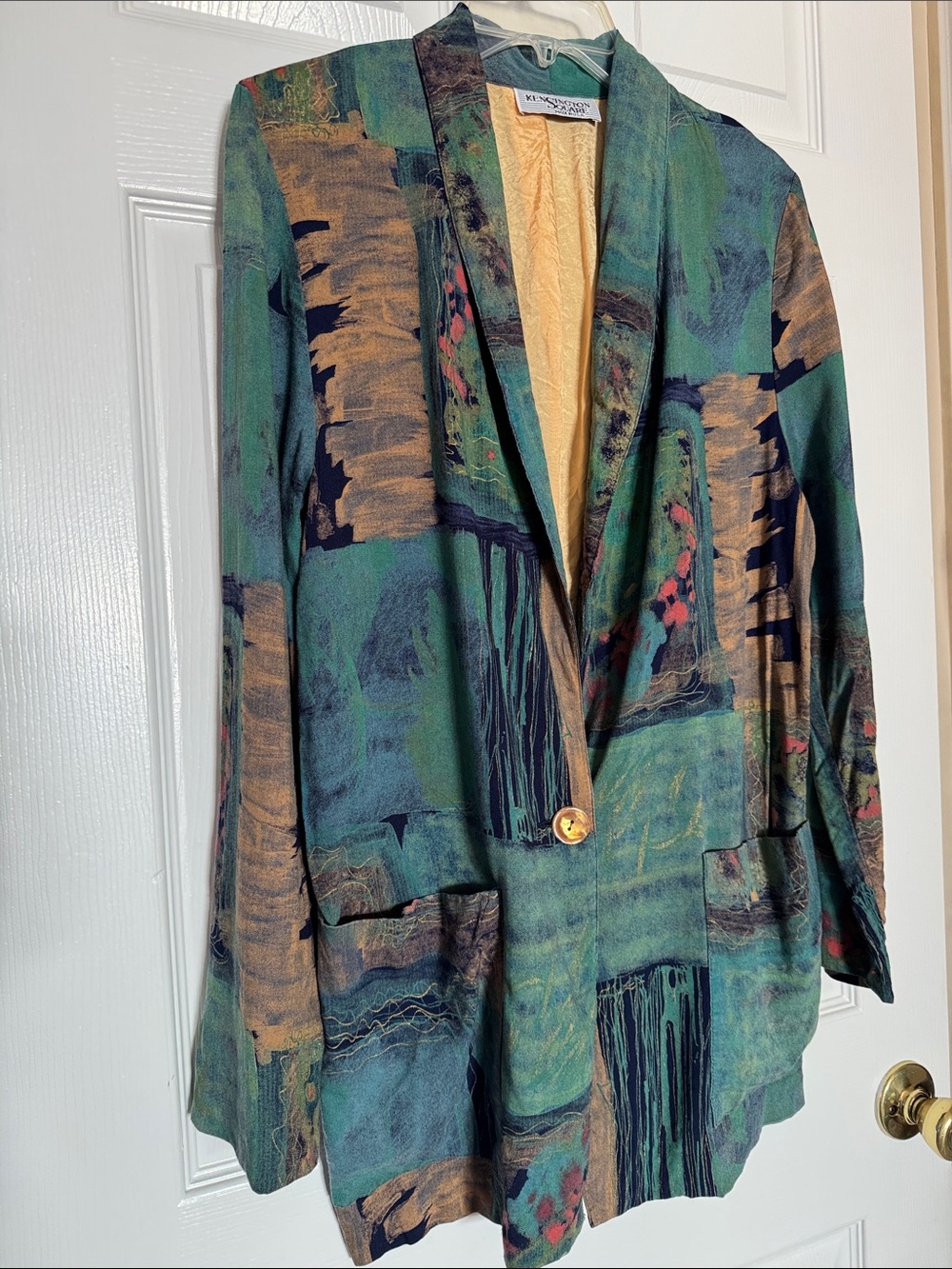 Kensington Square Single-Breasted Multi Color Abstract Print Blazer